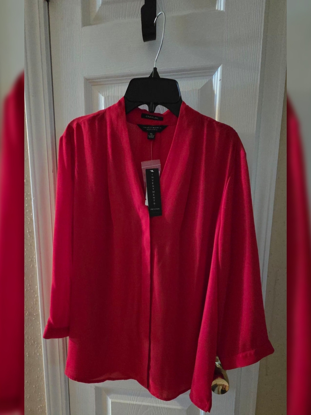 Investments Red Open-Front Blouse